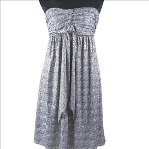 Express Strapless Empire Waist Coctail Dress Black White Metallic Gold G…